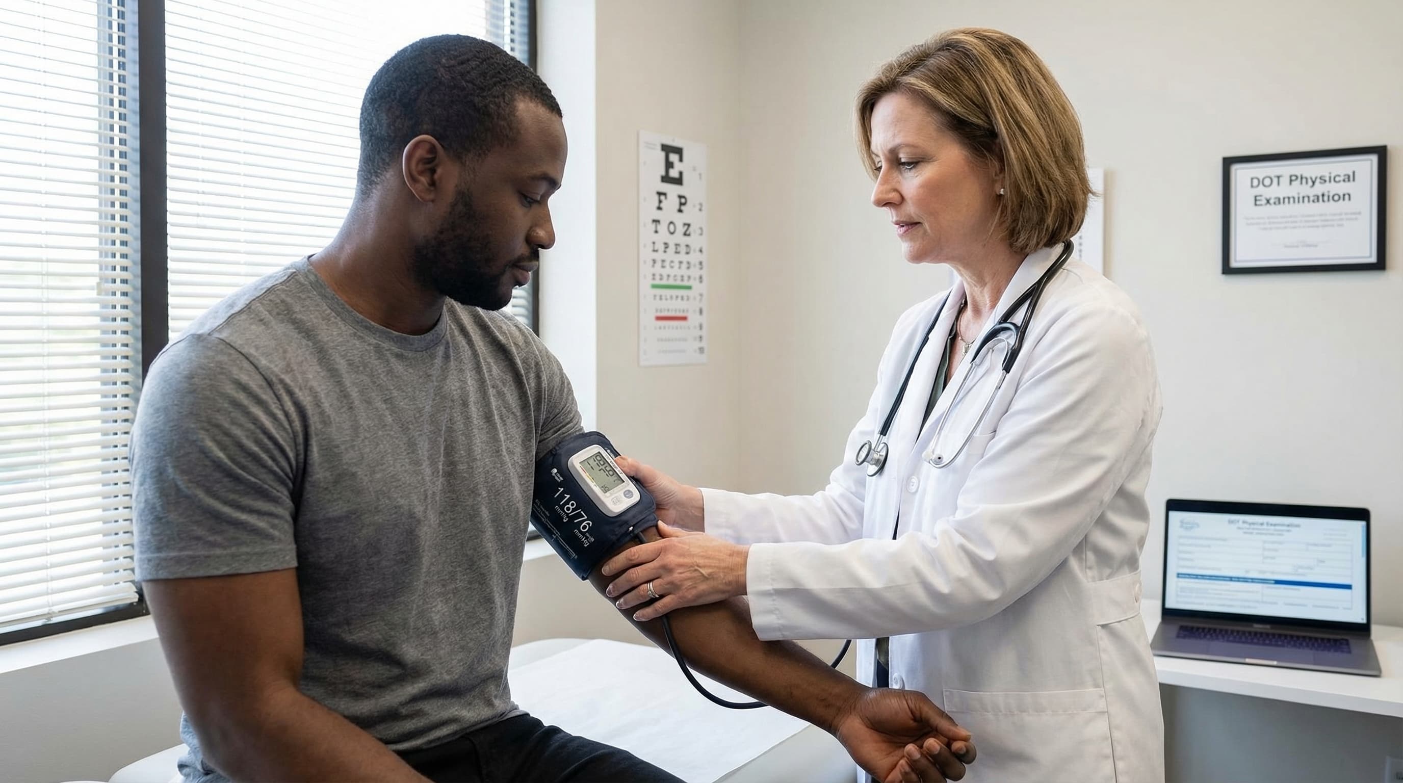 A driver undergoing a DOT physical examination required for TLC license approval